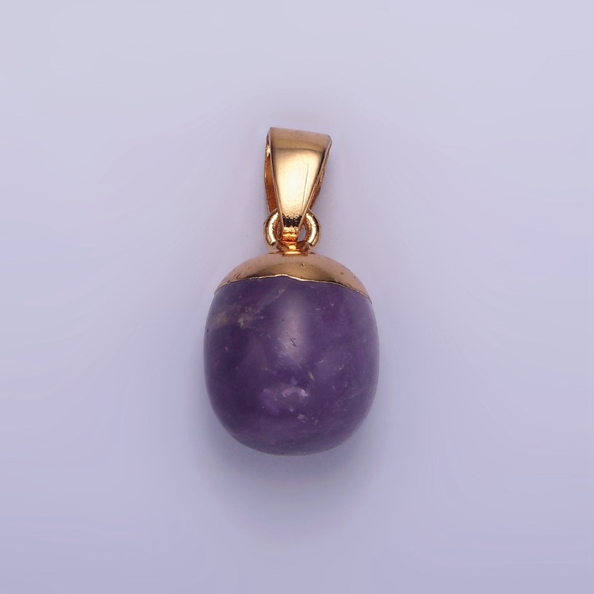 Gemstone Oval Potato Gold Pendant Charm Rose Quartz Moonstone Amethyst Amazonite Charm N1305 N1306 N1307 N1308