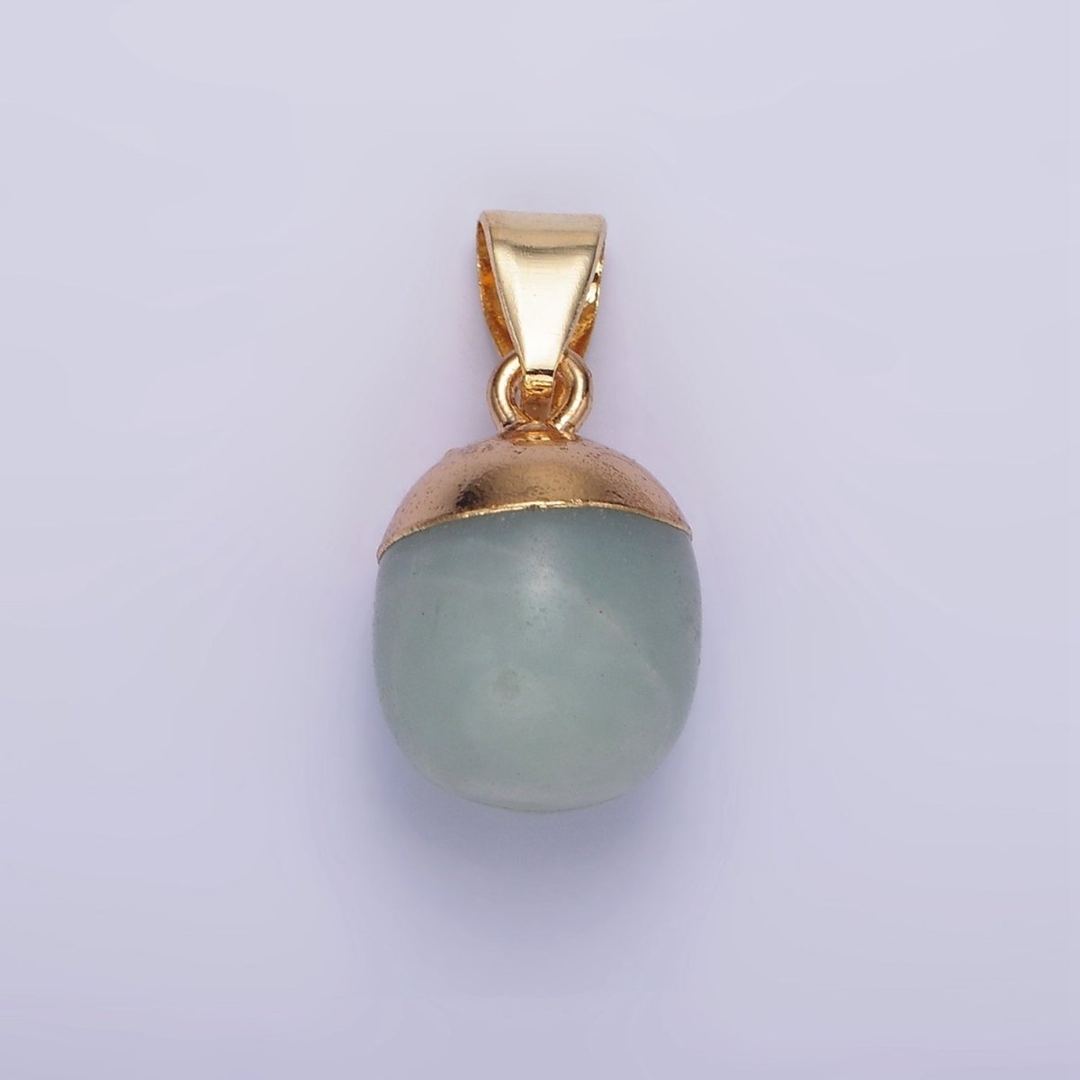 Gemstone Oval Potato Gold Pendant Charm Rose Quartz Moonstone Amethyst Amazonite Charm N1305 N1306 N1307 N1308