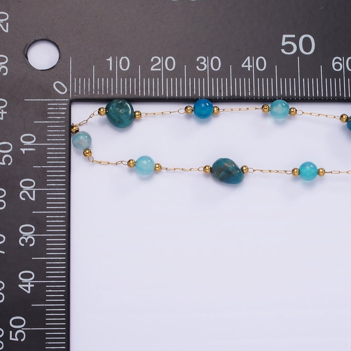 Gemstone Stone Rosary Chain in Gold Stainless Steel Cable Chain ROLL-1500 to ROLL-1502