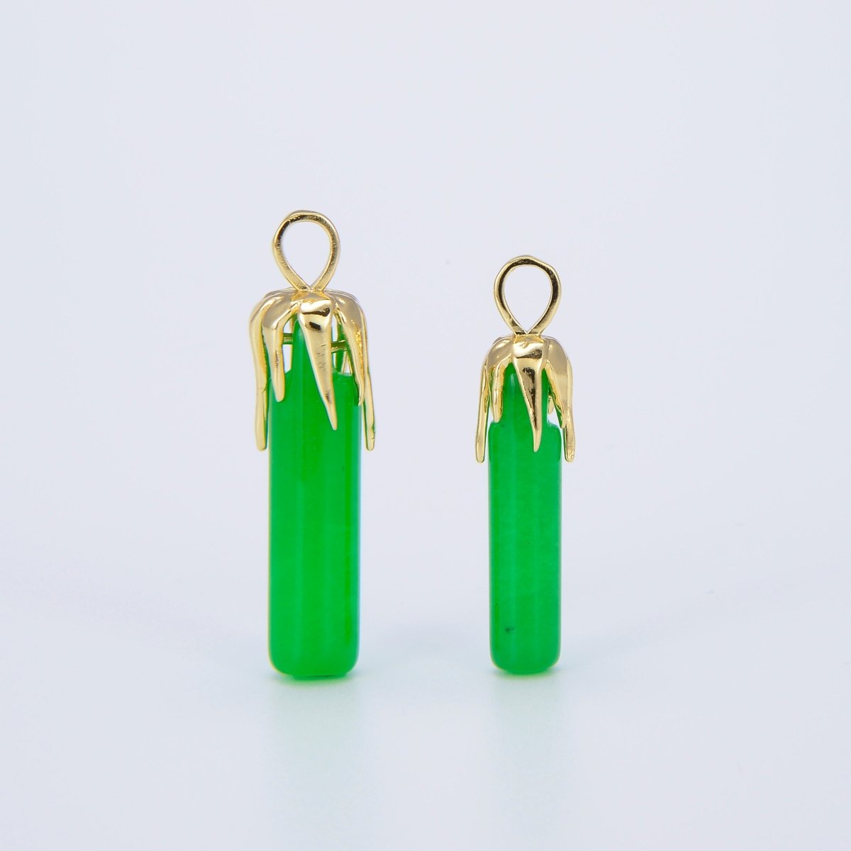 Genuine Green Jade Stick Green Pendant Necklace for Drop Dangle Charm Necklace Earring Jewelry Making AH-306 AH-307