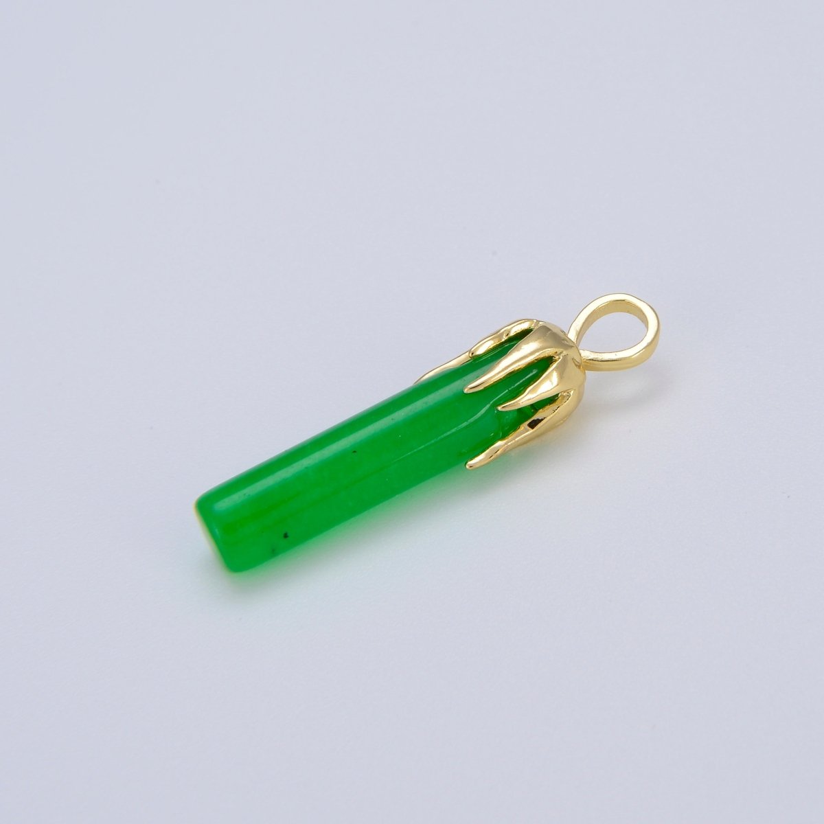 Genuine Green Jade Stick Green Pendant Necklace for Drop Dangle Charm Necklace Earring Jewelry Making AH-306 AH-307