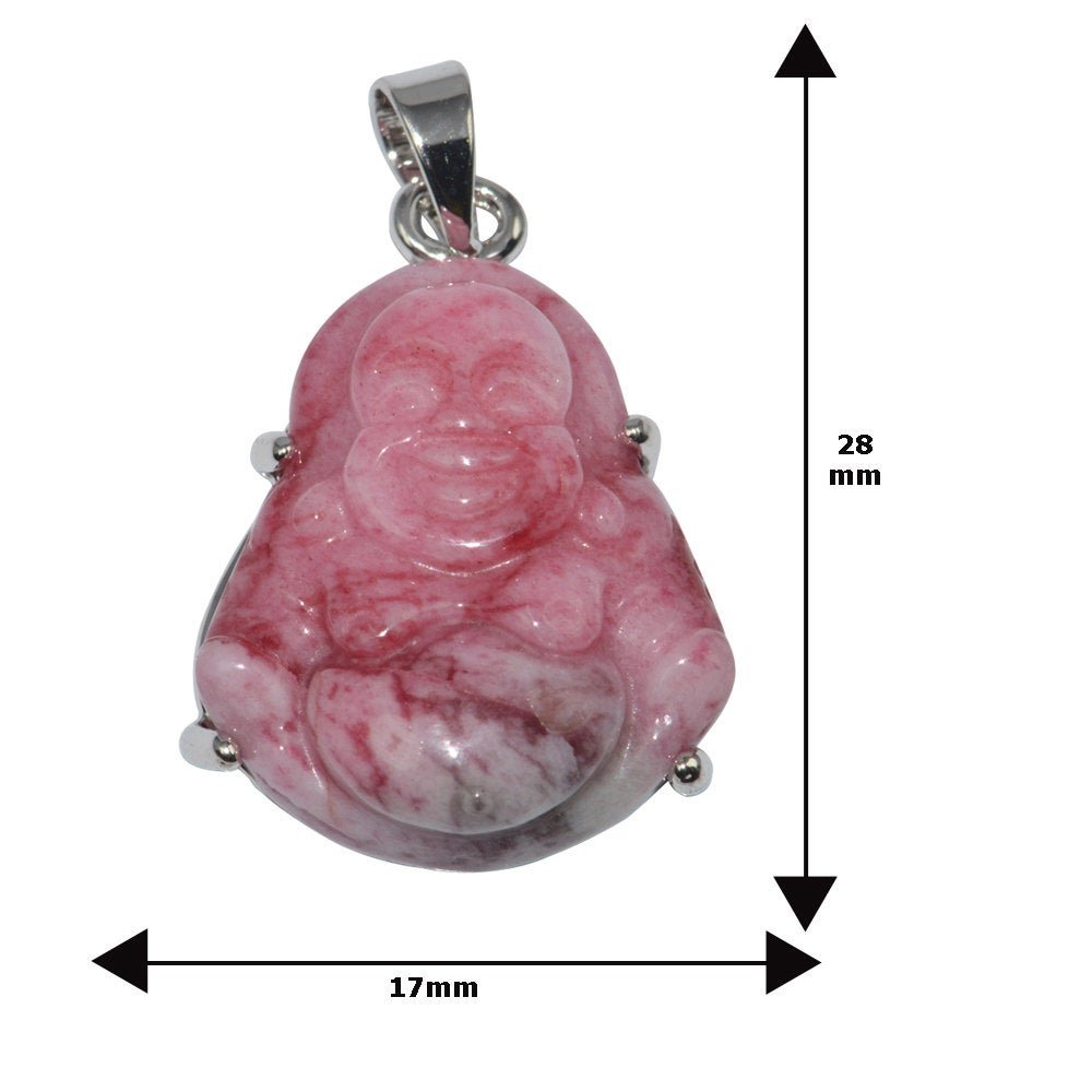 Genuine Ruby Red Natural Friendship and Love Meaning White Gold Filled Gemstone Necklace Jewelry Pendant Good Luck Buddha Design 1 pc AH-217
