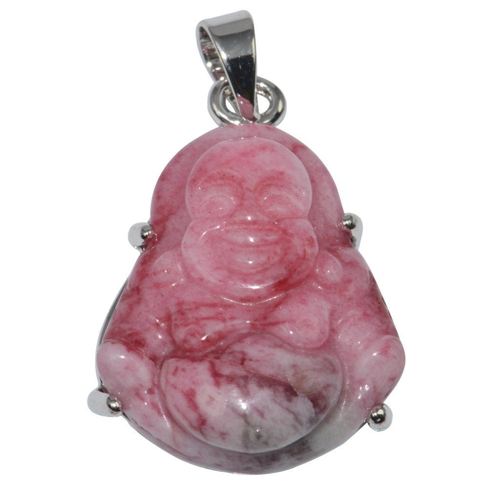 Genuine Ruby Red Natural Friendship and Love Meaning White Gold Filled Gemstone Necklace Jewelry Pendant Good Luck Buddha Design 1 pc AH-217