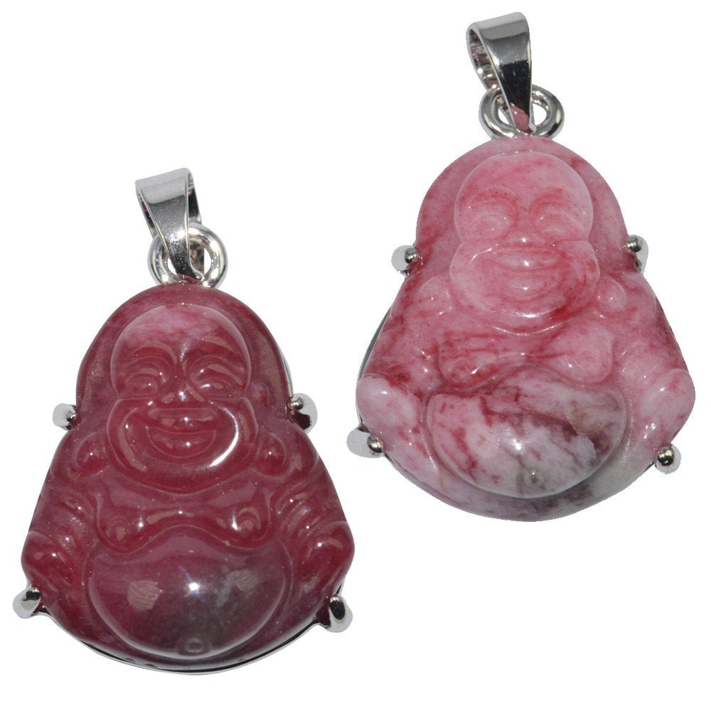 Genuine Ruby Red Natural Friendship and Love Meaning White Gold Filled Gemstone Necklace Jewelry Pendant Good Luck Buddha Design 1 pc AH-217