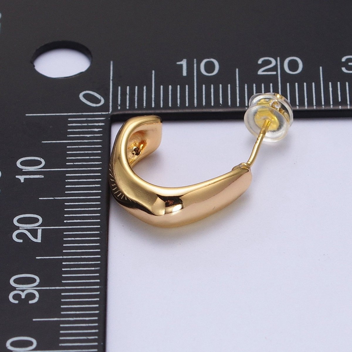 Geometric Abstract Gold Curved Stud Hoops Earrings | AB021 - DLUXCA