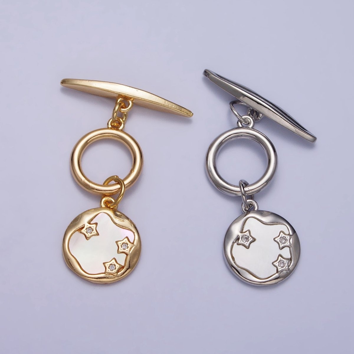 Geometric Bar Shell Pearl Stars Dangle Toggle Clasps Jewelry Closure Supply in Gold & Silver | Z-060 Z-061