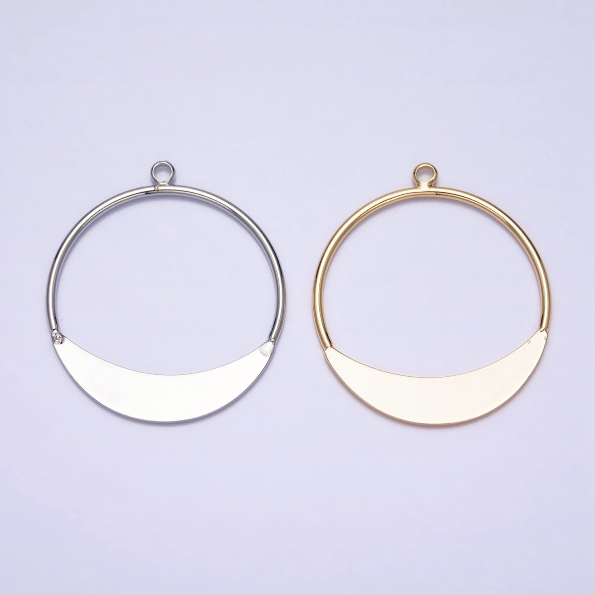 Geometric Crescent Round Circular Charm in Gold & Silver | AC631 AC632