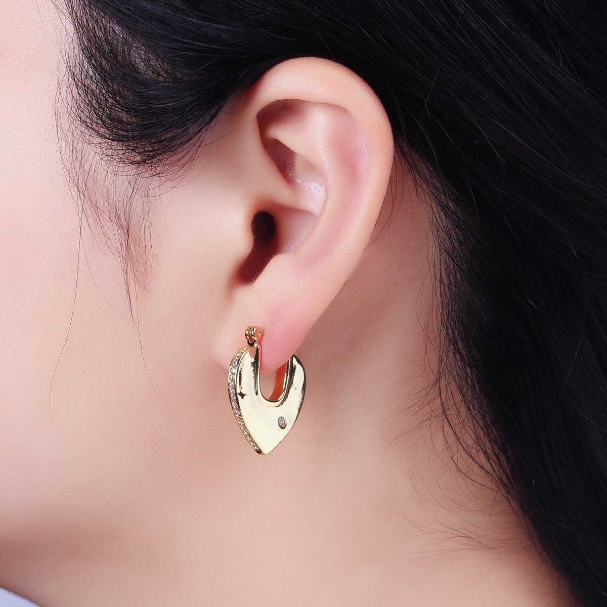 Geometric Hoops Heart Triangle Hoop Earrings Statement Jewelry 14k Gold Filled Earrings AB727 AB728