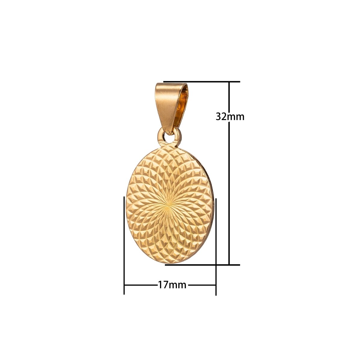 Geometric Jewelry Findings Oval Pendant - Gold Filled Oval Pendant - Necklace Findings - Jewelry Supplies H-901