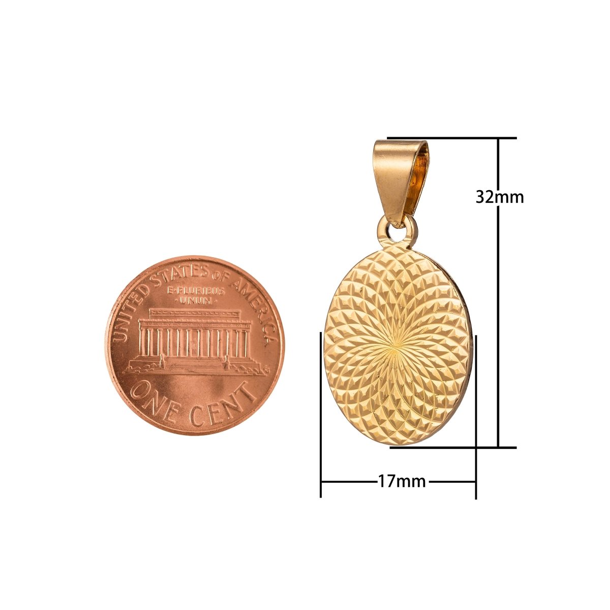 Geometric Jewelry Findings Oval Pendant - Gold Filled Oval Pendant - Necklace Findings - Jewelry Supplies H-901