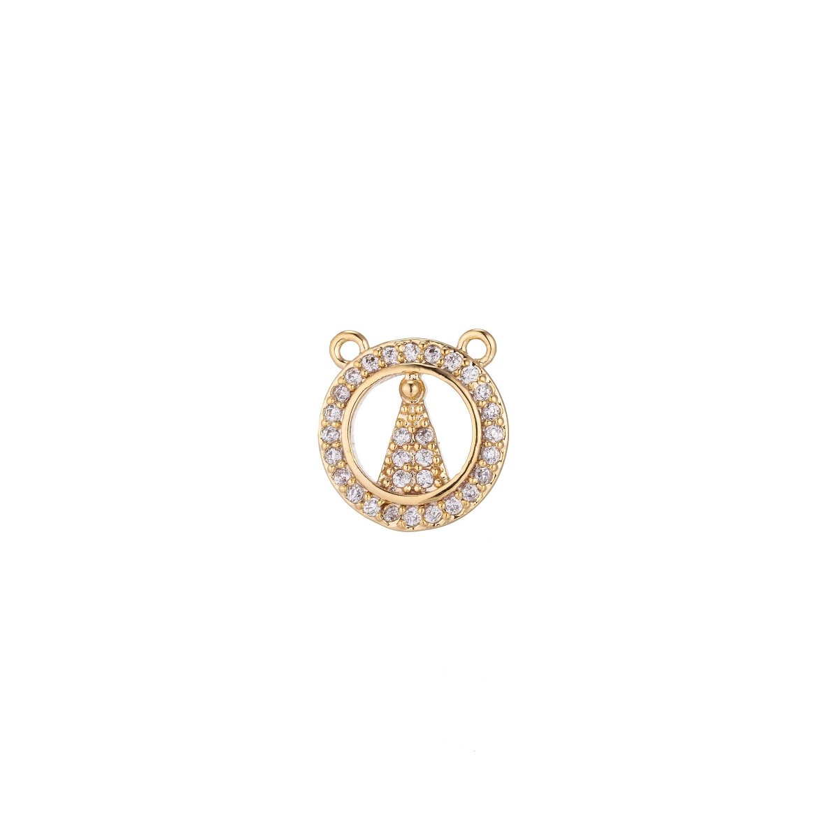 Geometric Round Bracelet Connector, 18K Gold Filled Micro Pave CZ Charm, Dainty Pendant Mountain Triangle Necklace Charm for Jewelry Making F-233 - DLUXCA