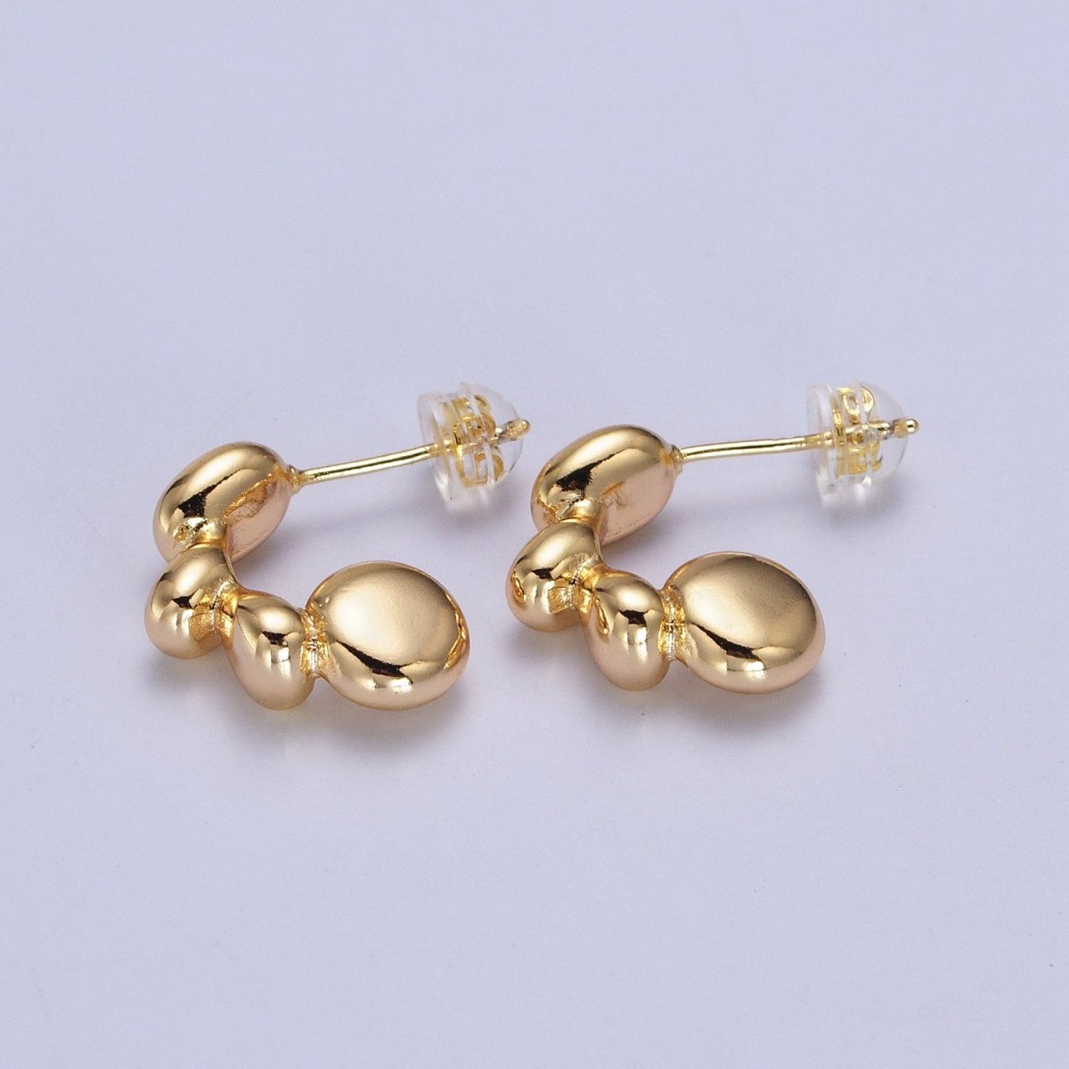 Geometric Rounded Beaded Bubble Ball C-Shaped Hoop in Gold & Silver | AB071 AB072