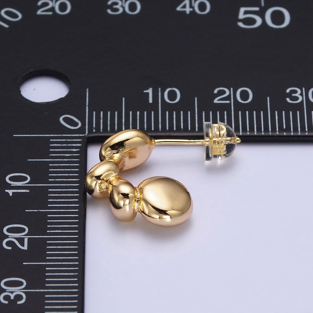 Geometric Rounded Beaded Bubble Ball C-Shaped Hoop in Gold & Silver | AB071 AB072