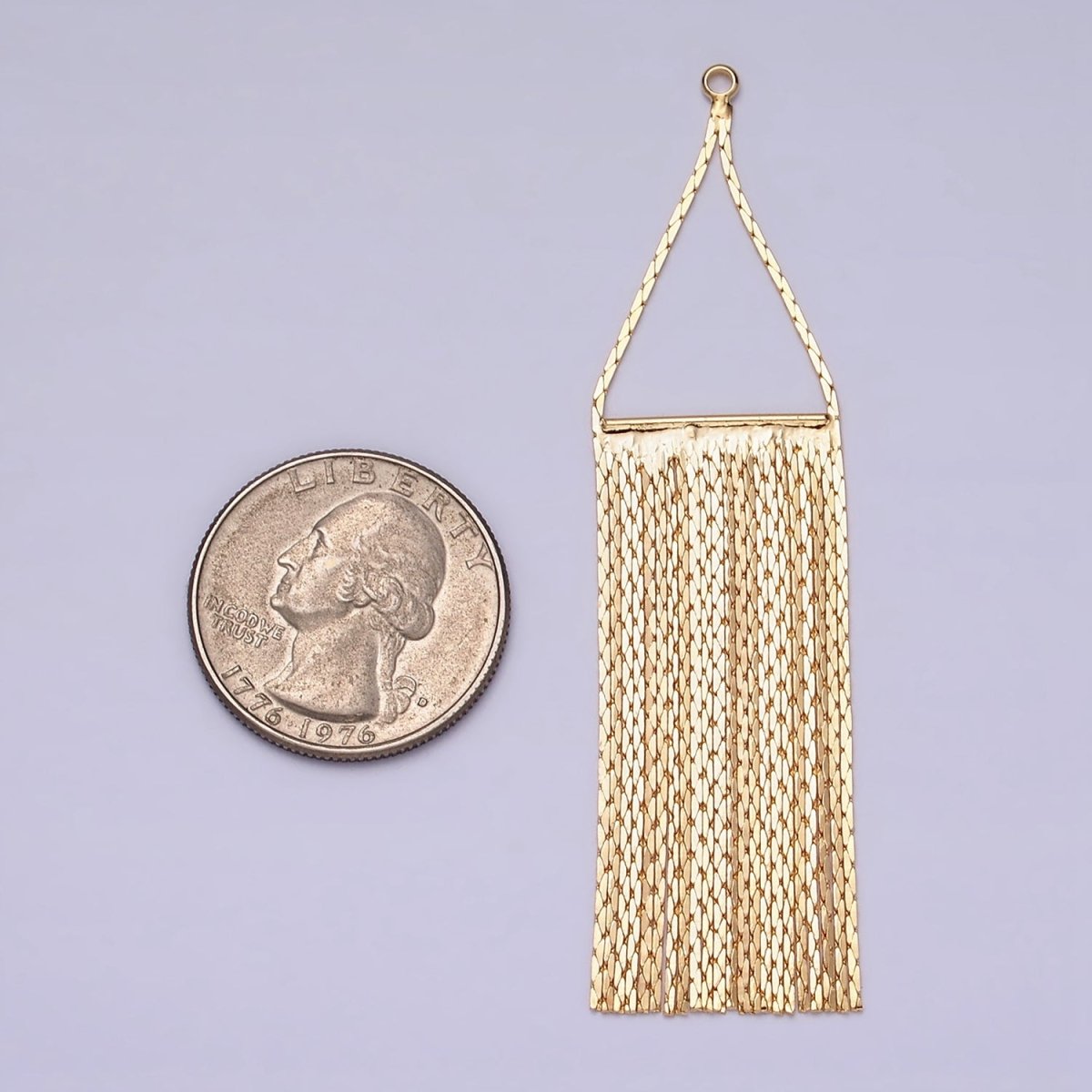 Gold 75mm Multiple Box Chain Rectangular Tassel Charm Jewelry Making Supply | Z932 - DLUXCA