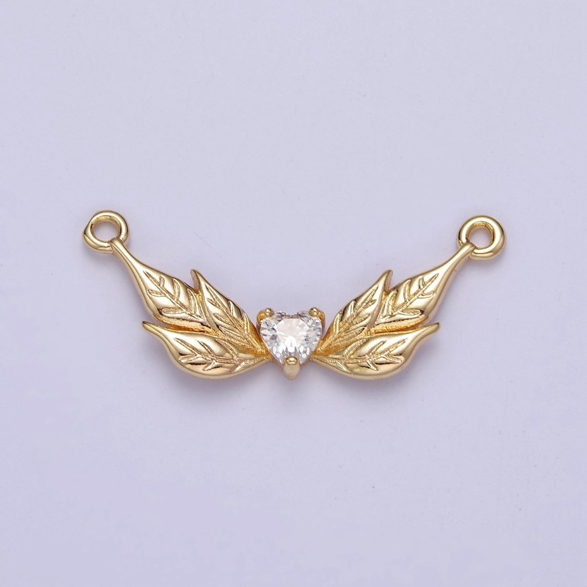 Gold Angel Charm Connector Yellow Clear Heart CZ Wing Charms, Gold Angel Wings, Necklace Bracelet Link Connector Findings F-207 F-215