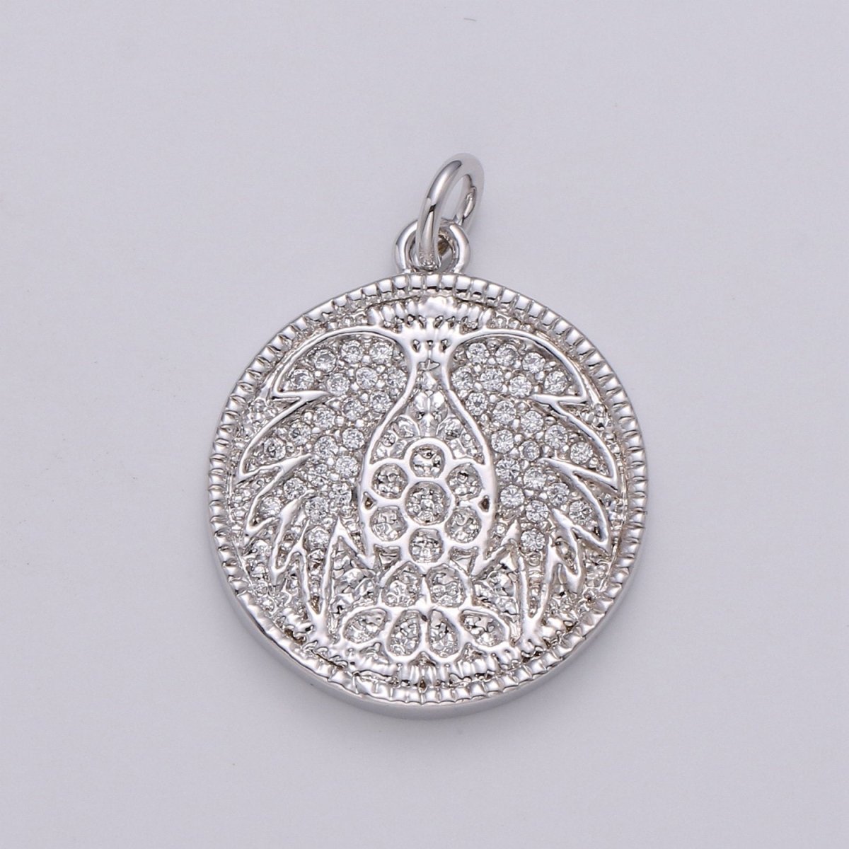 Gold Angel Wing Charm Pendant, CZ Micro Pave Angel Wing Pendant, Gold Coin Angel Wing Charm, Cubic Zirconia Micro Pave Silver Wing Charm D-442 D-443