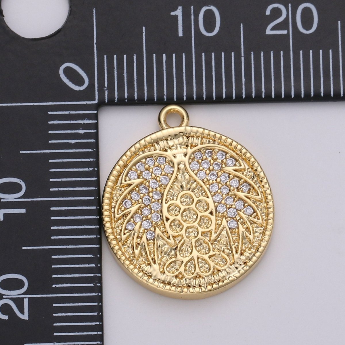 Gold Angel Wing Charm Pendant, CZ Micro Pave Angel Wing Pendant, Gold Coin Angel Wing Charm, Cubic Zirconia Micro Pave Silver Wing Charm D-442 D-443