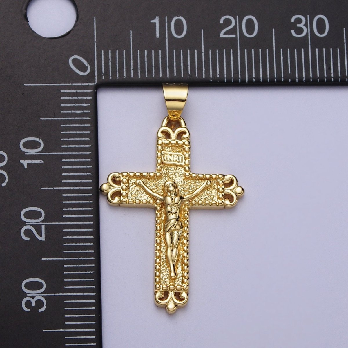 Gold Artisan Crucified Religious Cross Pendant H-048