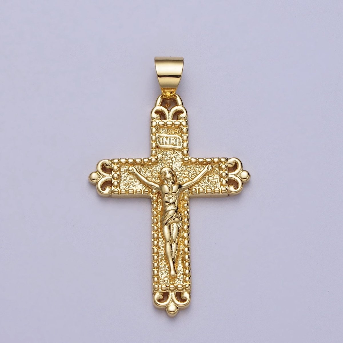 Gold Artisan Crucified Religious Cross Pendant H-048