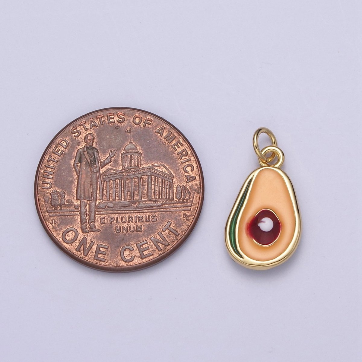 24K Gold Filled Avocado Tropical Fruit Enamel Charm in Gold & Silver | N754
