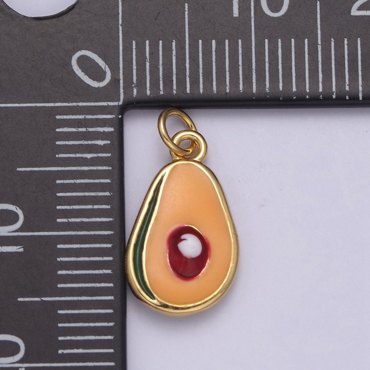 24K Gold Filled Avocado Tropical Fruit Enamel Charm in Gold & Silver | N754