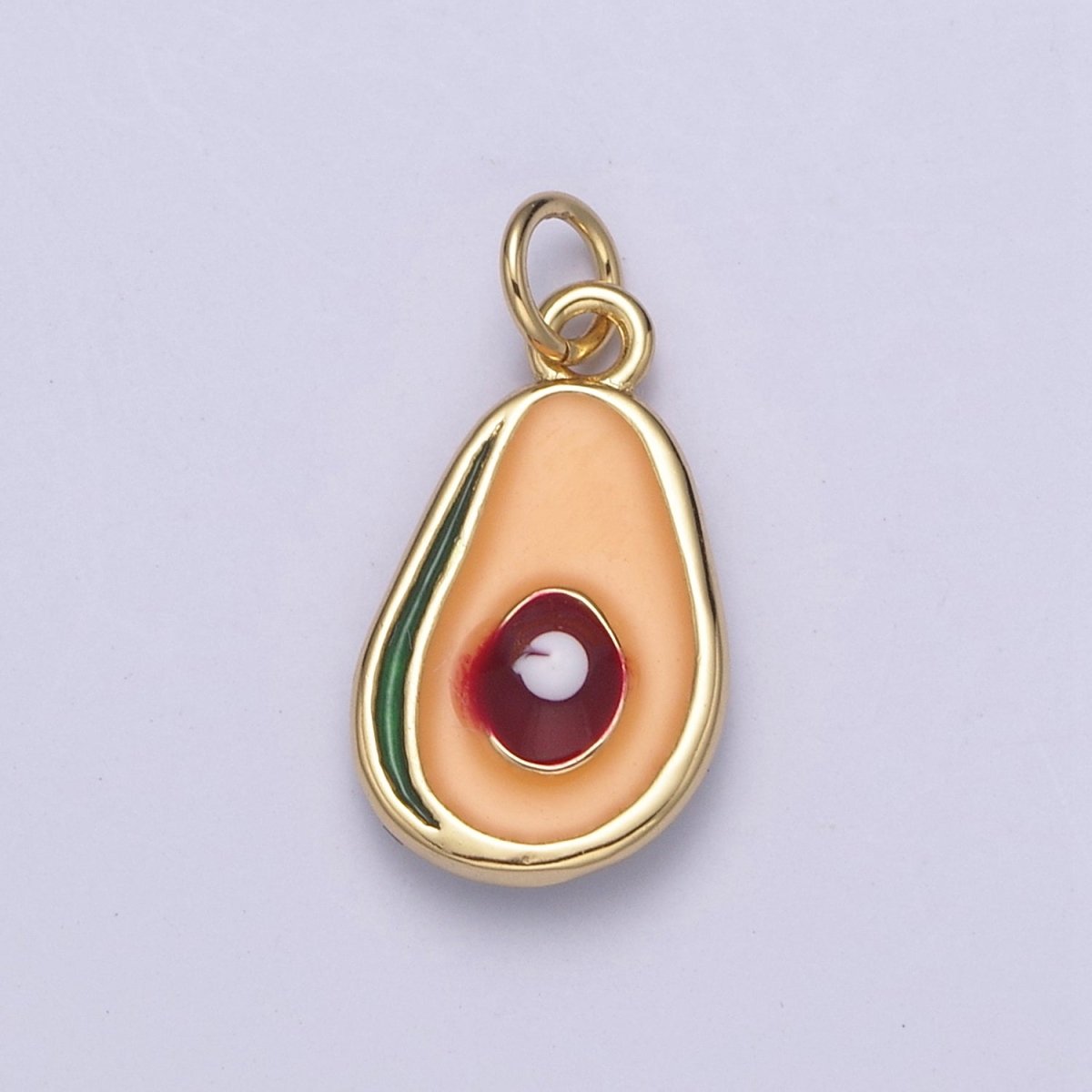 24K Gold Filled Avocado Tropical Fruit Enamel Charm in Gold & Silver | N754