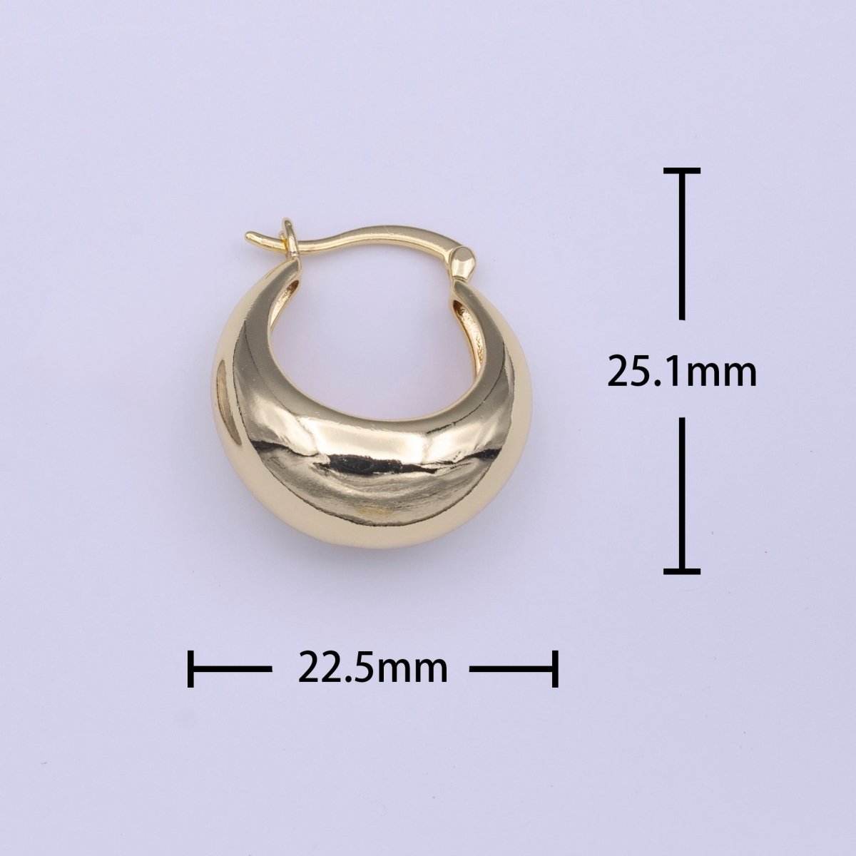 Gold Ball Oval Dome Latch Hoop Earrings | Y-217 - DLUXCA