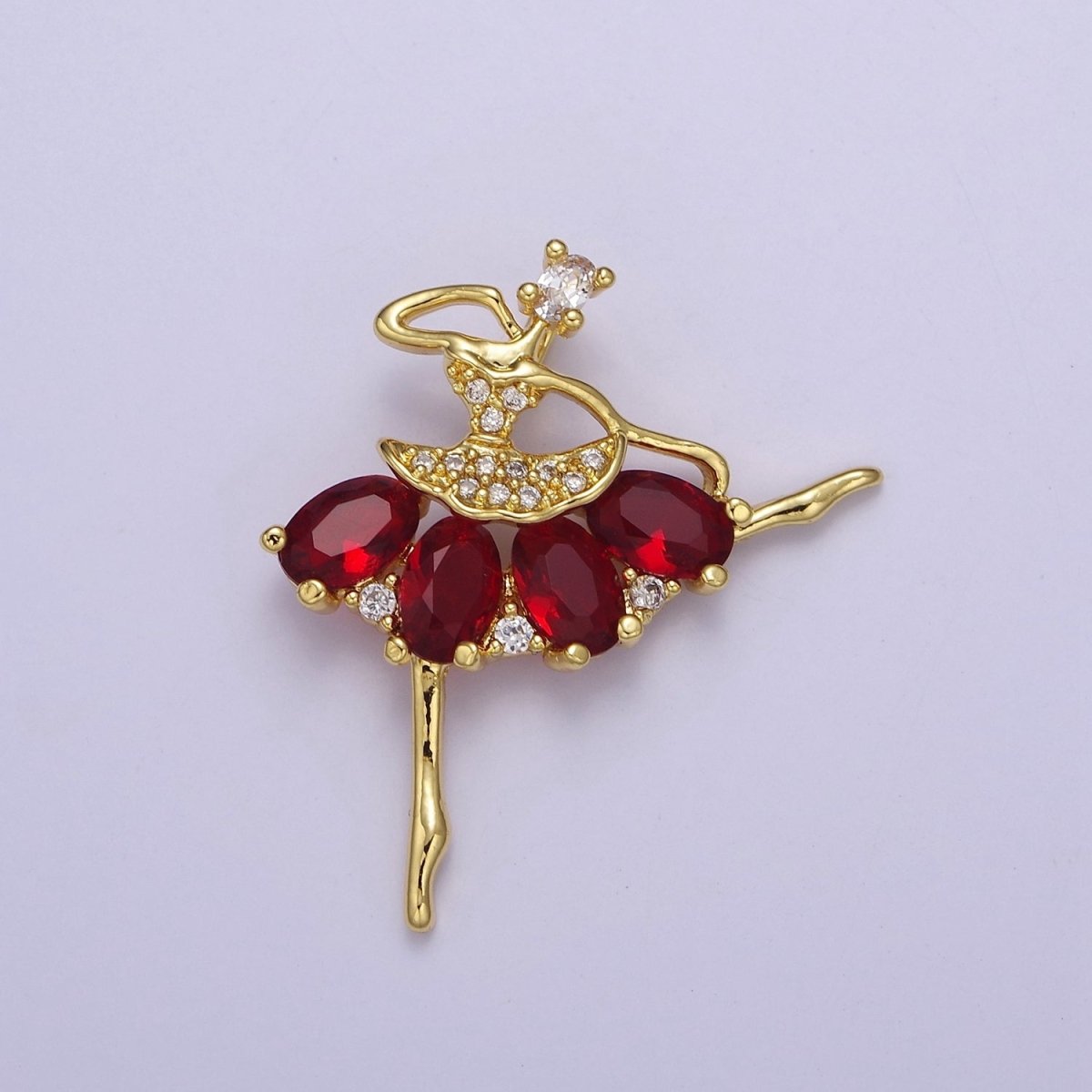 Gold Ballerina Dancer with Tutu Cubic Zirconia, Dancer Ballet Pendant Charm For Jewelry Necklace Making J-550 J-551 J-559 J-560