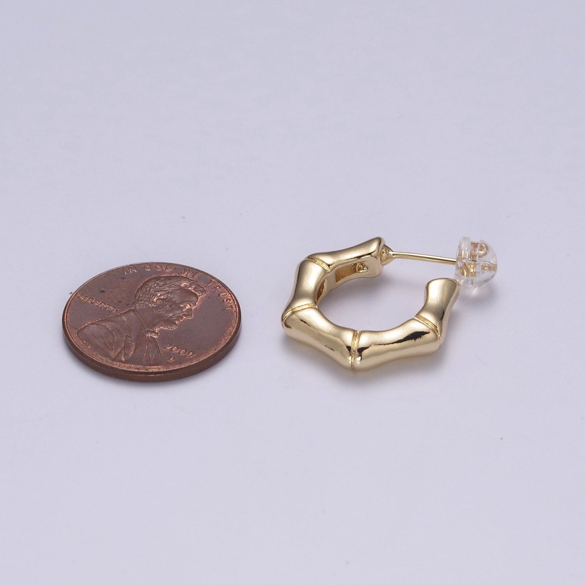 Gold Bamboo Hoops Light Weight • Modern Bamboo Hypoallergenic Earrings • Gift For Her T-236