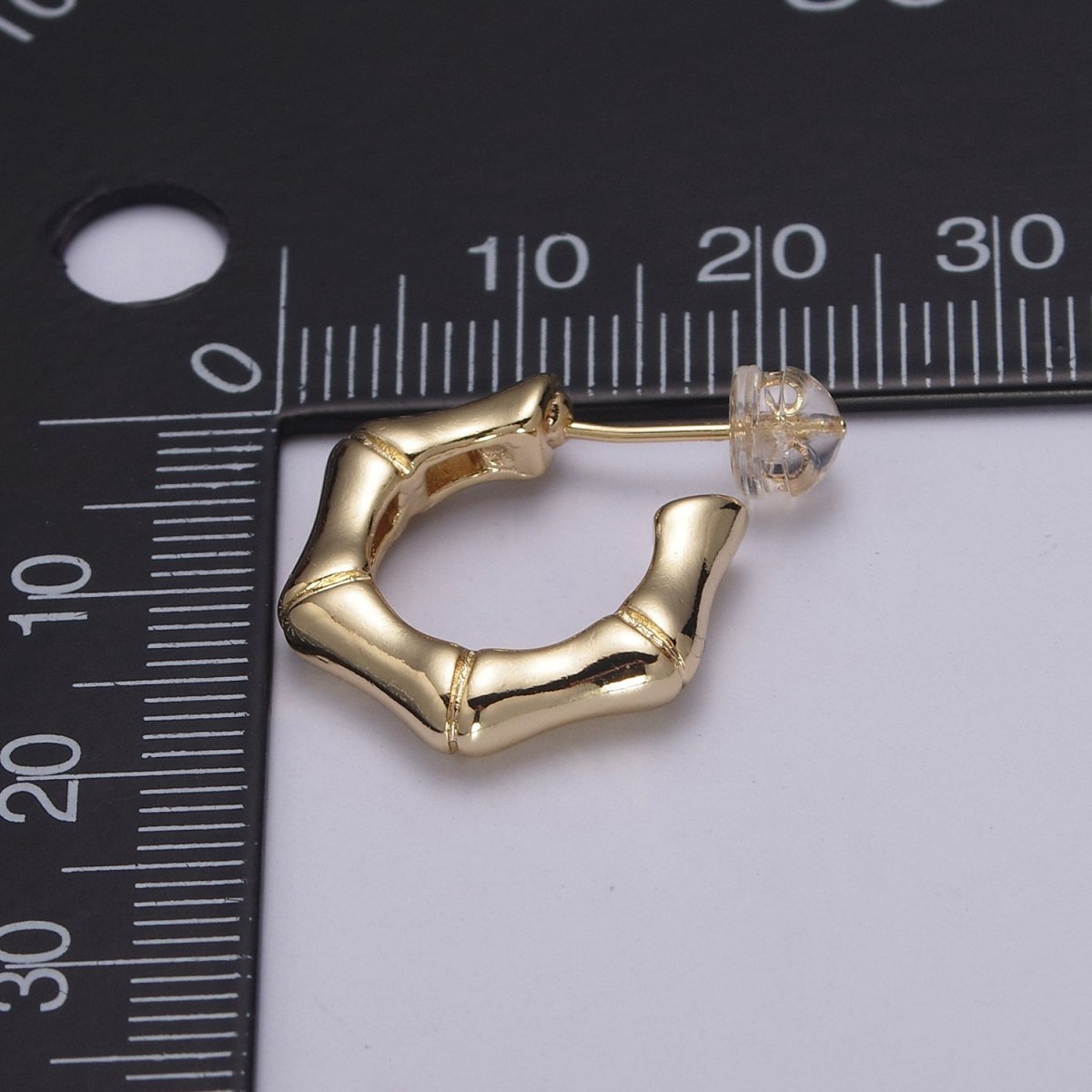 Gold Bamboo Hoops Light Weight • Modern Bamboo Hypoallergenic Earrings • Gift For Her T-236