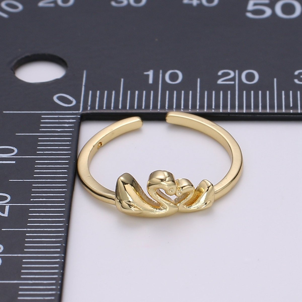 Gold Band Love Forever Swan ring, Delicate Promise Ring adjustable open Ring Dainty Twin swan Ring Minimalist Jewelry - DLUXCA