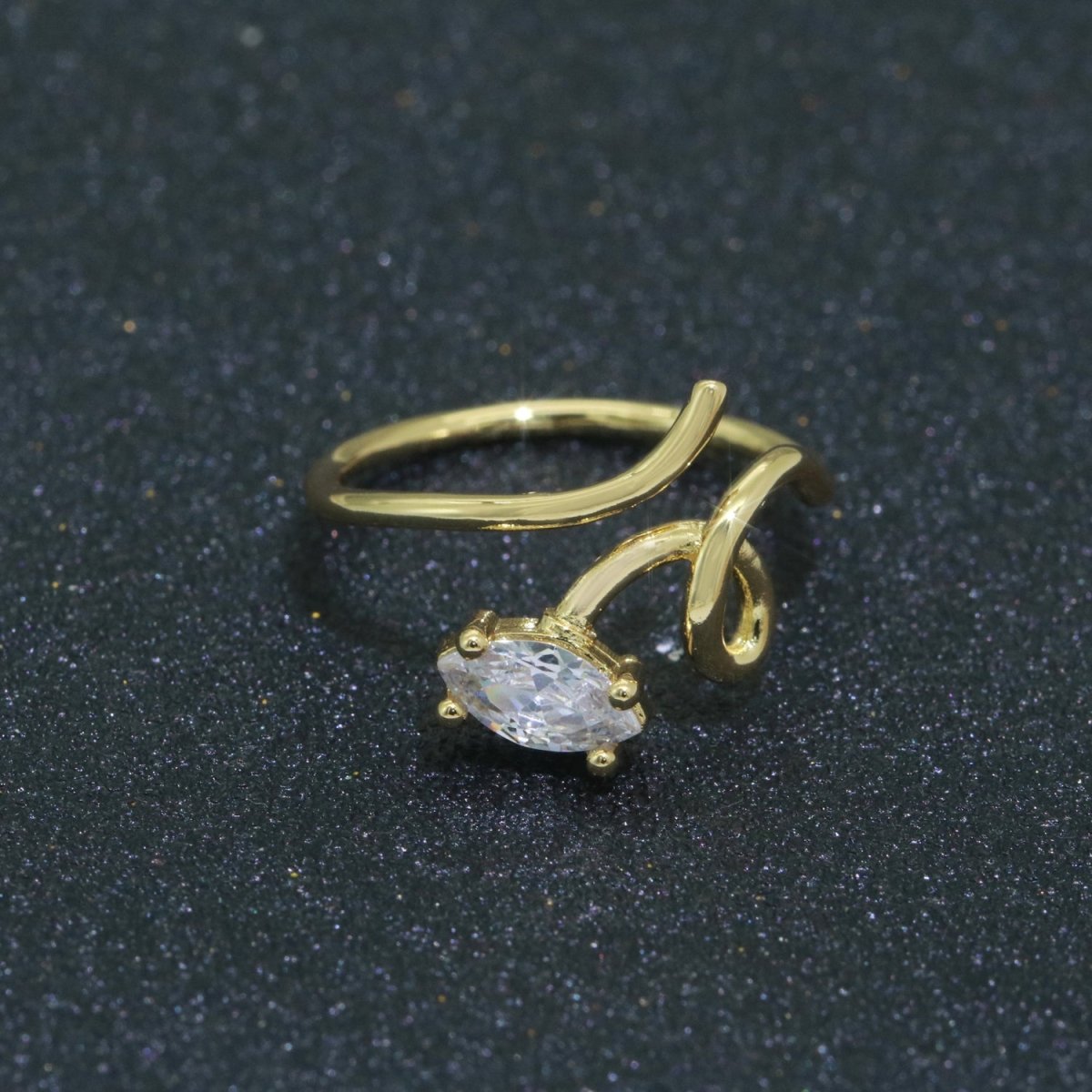 Gold Band Women Finger Rings Open Adjusted Trendy Vine Twist Ring R-037