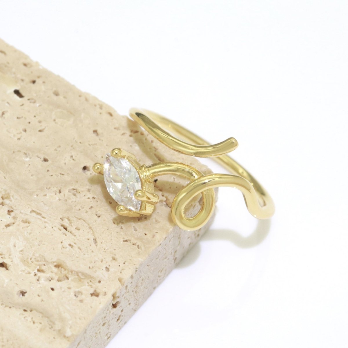 Gold Band Women Finger Rings Open Adjusted Trendy Vine Twist Ring R-037