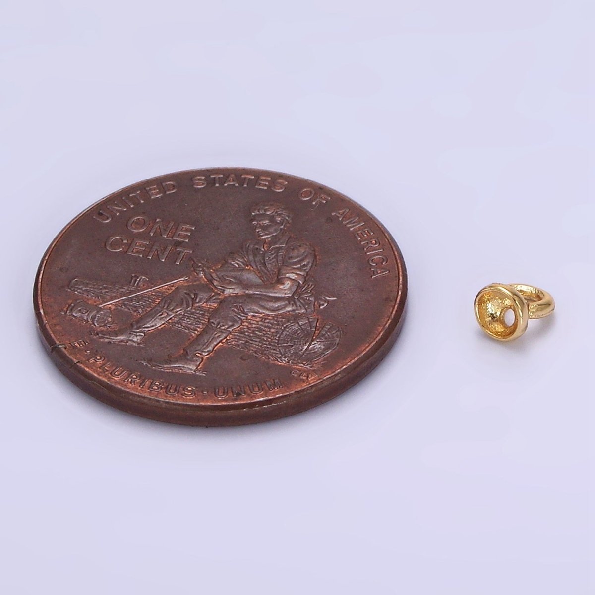 Gold Bead and Pearl Cap with peg for top beads Minimalist Charm Supply Component | AG105 - DLUXCA