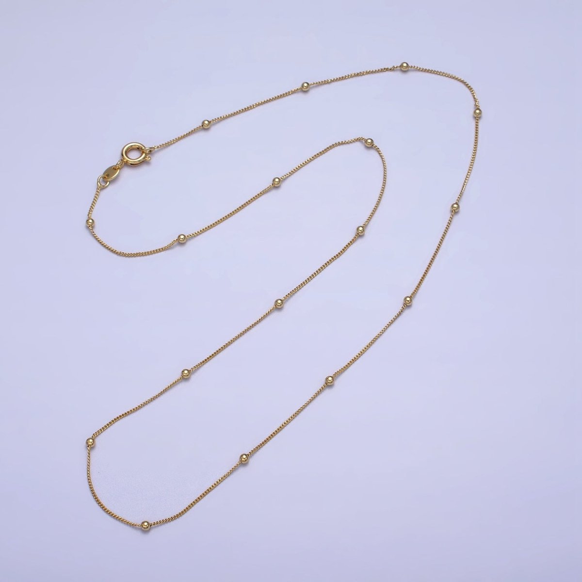 Gold Beaded Satellite Chain 17.75 inch Necklace Simple, Everyday Layering Necklace | WA-1640 WA-1641 Clearance Pricing