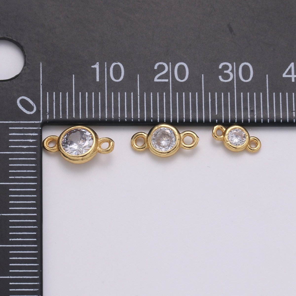 Gold Bezel 5,6mm CZ Connector Link 14k gold filled, Silver bezel set cubic zirconia link spacer for Necklace Bracelet Earring Supply F-588~F-591