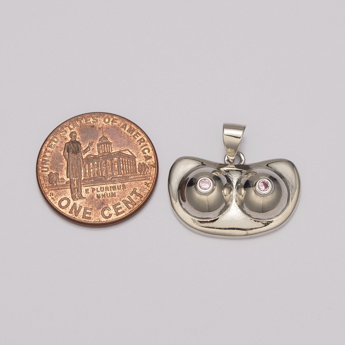 Gold Boob Charm | Silver Breast Pendants | Feminist Jewelry Making Supply | Gold Breast Necklace Pendant  N-1415