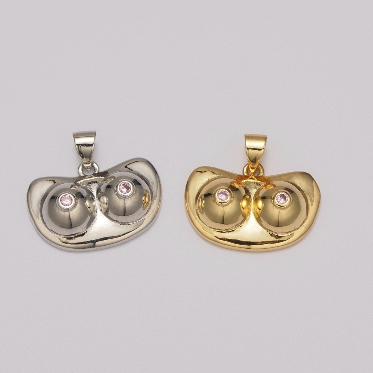 Gold Boob Charm | Silver Breast Pendants | Feminist Jewelry Making Supply | Gold Breast Necklace Pendant  N-1415