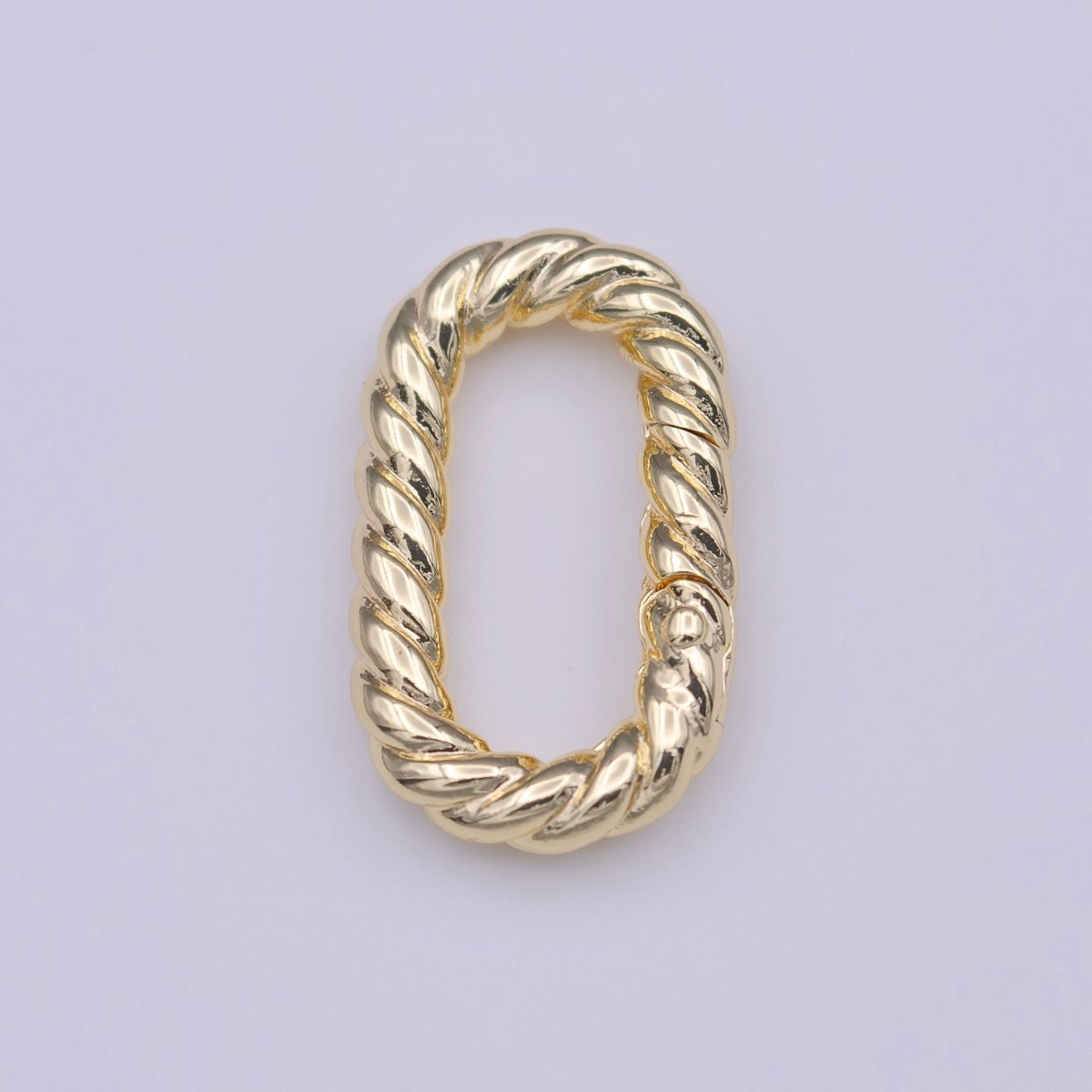 Gold Braided Twist 19.5mm Oblong Oval Push Spring Gate Jewelry Supply | K-230 - DLUXCA