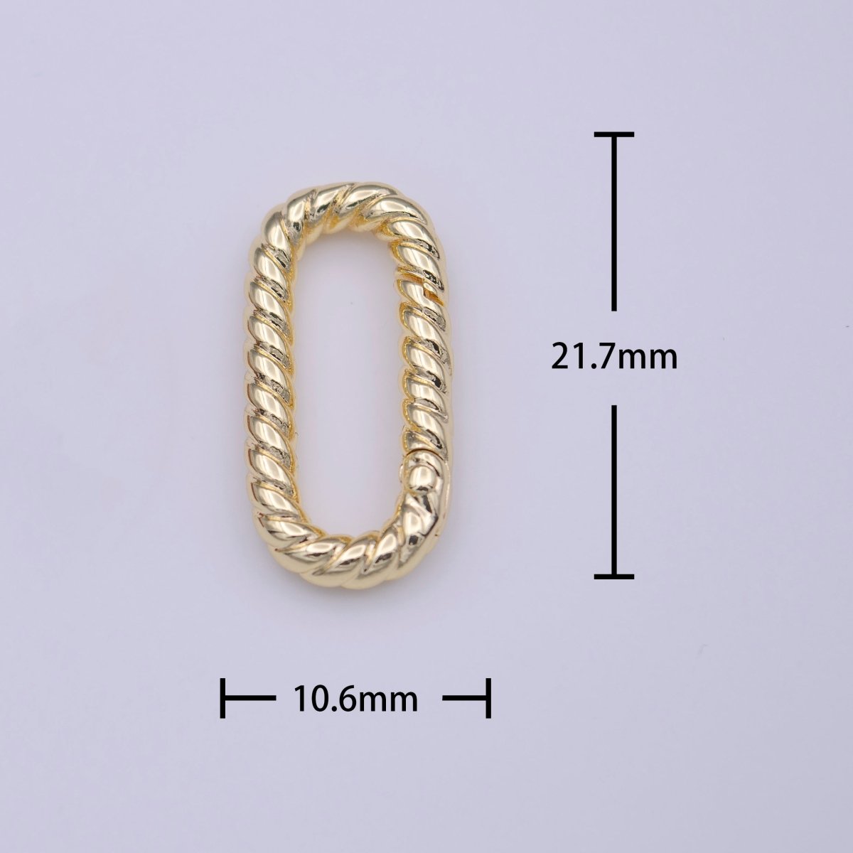 Gold Braided Twist 21.7mm Oblong Oval Push Spring Gate Jewelry Supply | K-221 - DLUXCA