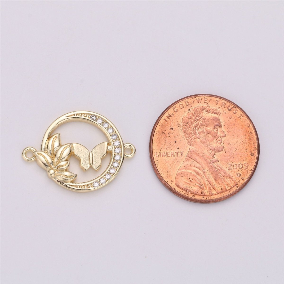 OS Gold Butterfly Charm Connector , Micro Pave CZ Charm, 18K Gold Filled Pendant Dainty Butterflies Necklace Bracelet Charm for Jewelry Making F-289