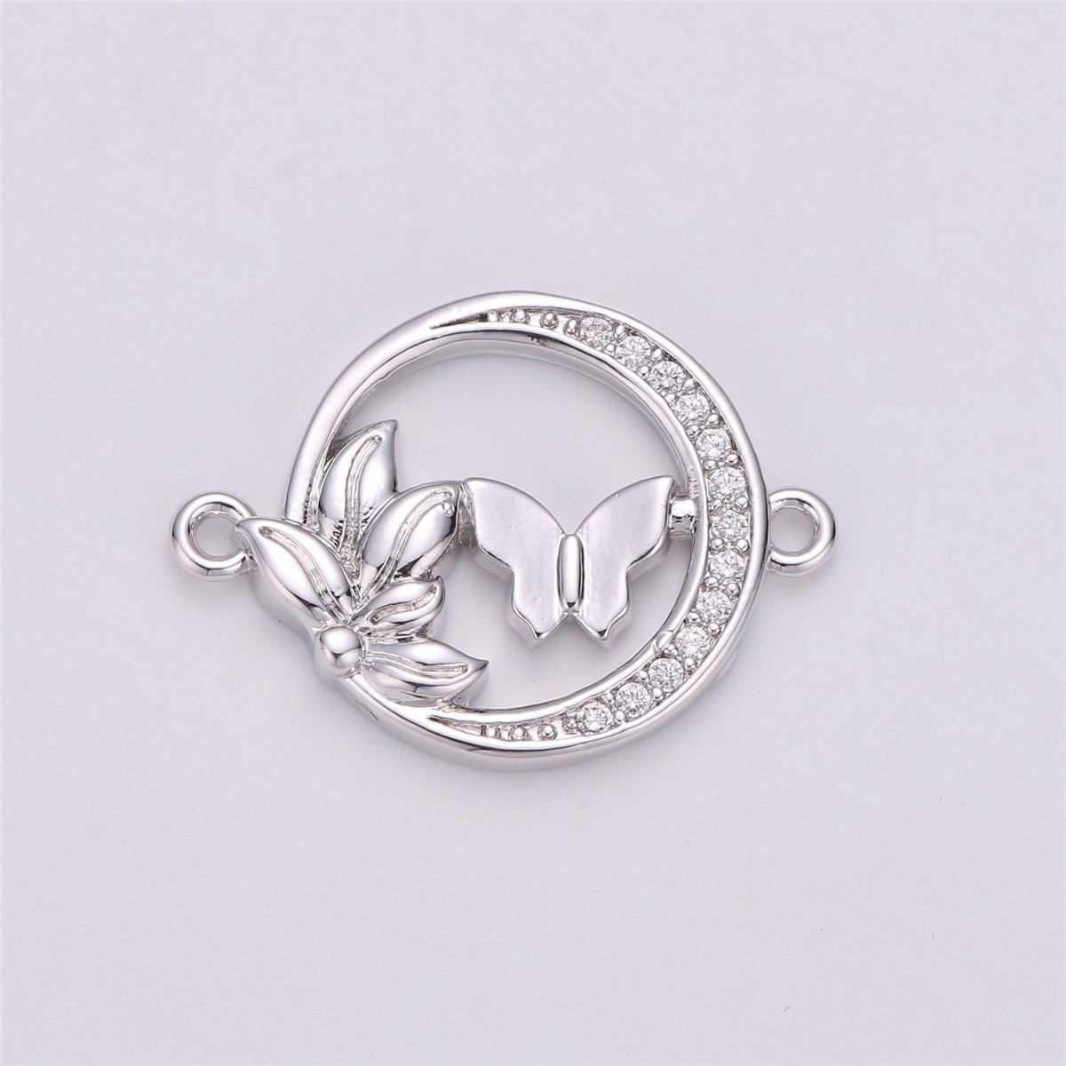 OS Gold Butterfly Charm Connector , Micro Pave CZ Charm, 18K Gold Filled Pendant Dainty Butterflies Necklace Bracelet Charm for Jewelry Making F-289