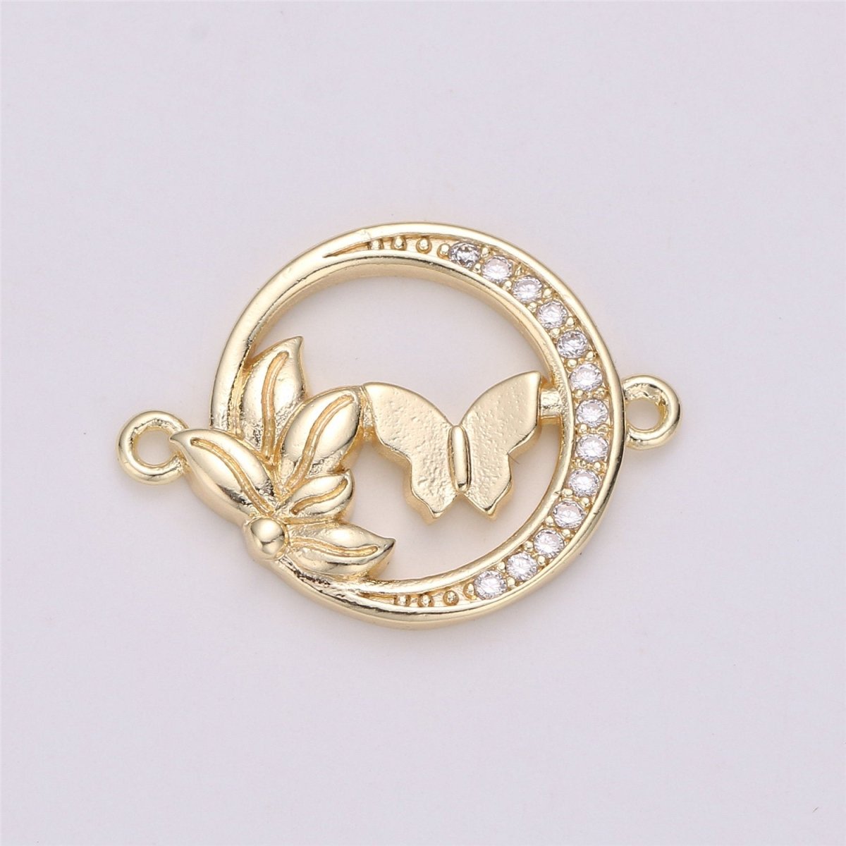 OS Gold Butterfly Charm Connector , Micro Pave CZ Charm, 18K Gold Filled Pendant Dainty Butterflies Necklace Bracelet Charm for Jewelry Making F-289