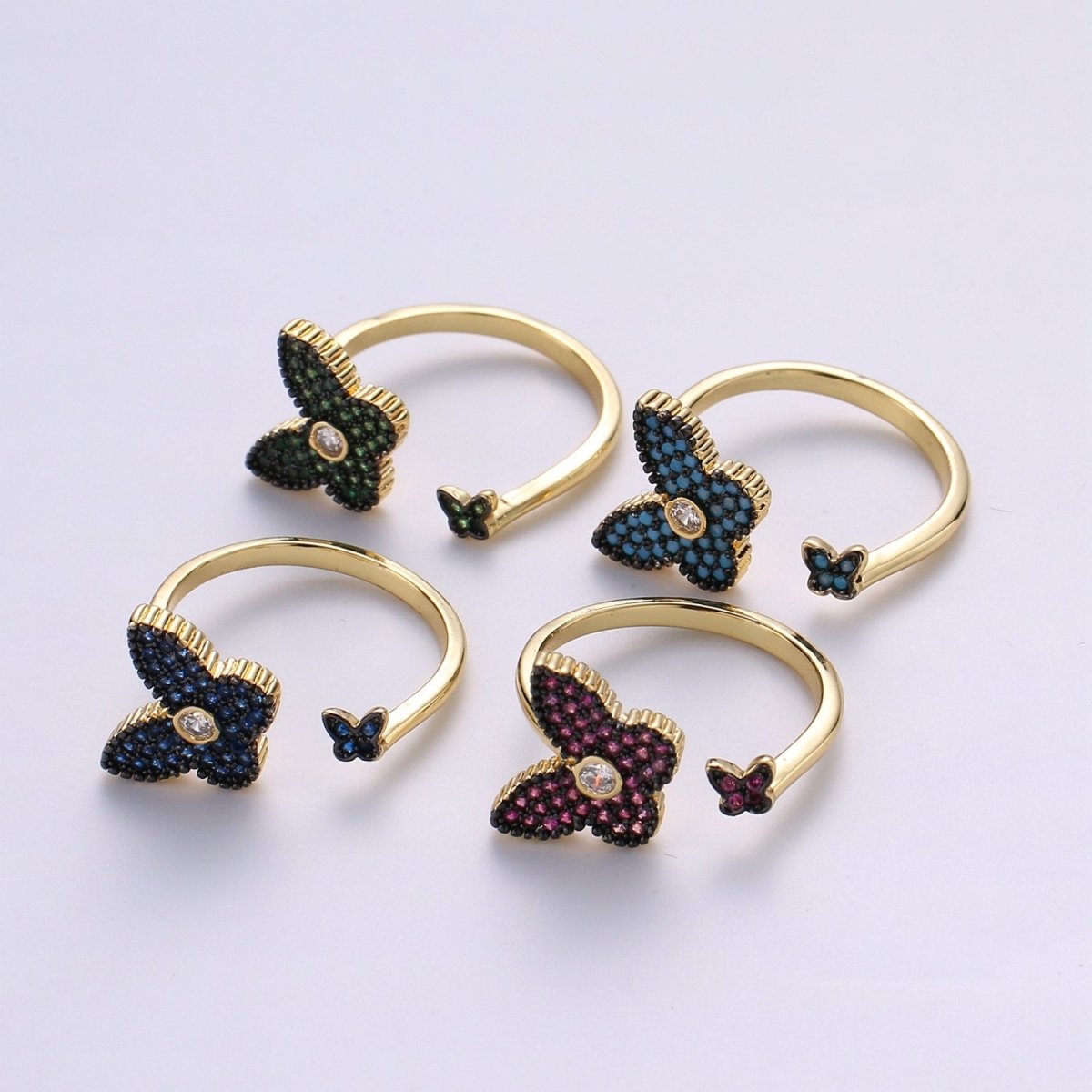 Gold Butterfly Ring, Dainty Gold Ring Open Ring Adjustable Ring Animal Jewelry Monarch Mariposa Ring Christmas Gift for Her, R-051 - R-054