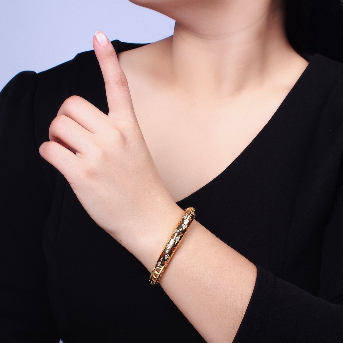 Gold Butterfly Wrist Cuff Bangle Bracelet CZ Mariposa Bracelet for Stackable Jewelry | WA-1685 WA-1686 Clearance Pricing
