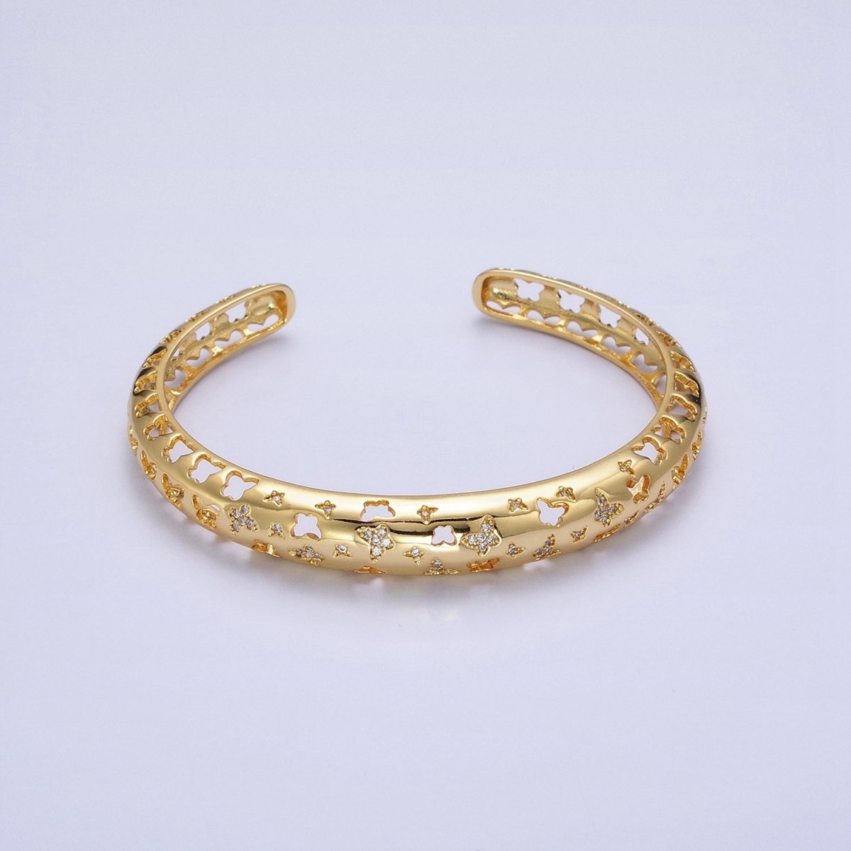 Gold Butterfly Wrist Cuff Bangle Bracelet CZ Mariposa Bracelet for Stackable Jewelry | WA-1685 WA-1686 Clearance Pricing
