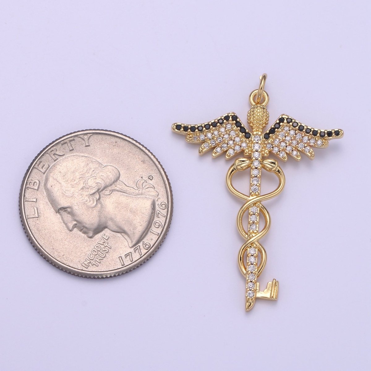 Gold Caduceus Pendant Charm Necklace Career Professional Medical Fashion Jewelry For Women Gifts For Her E-817