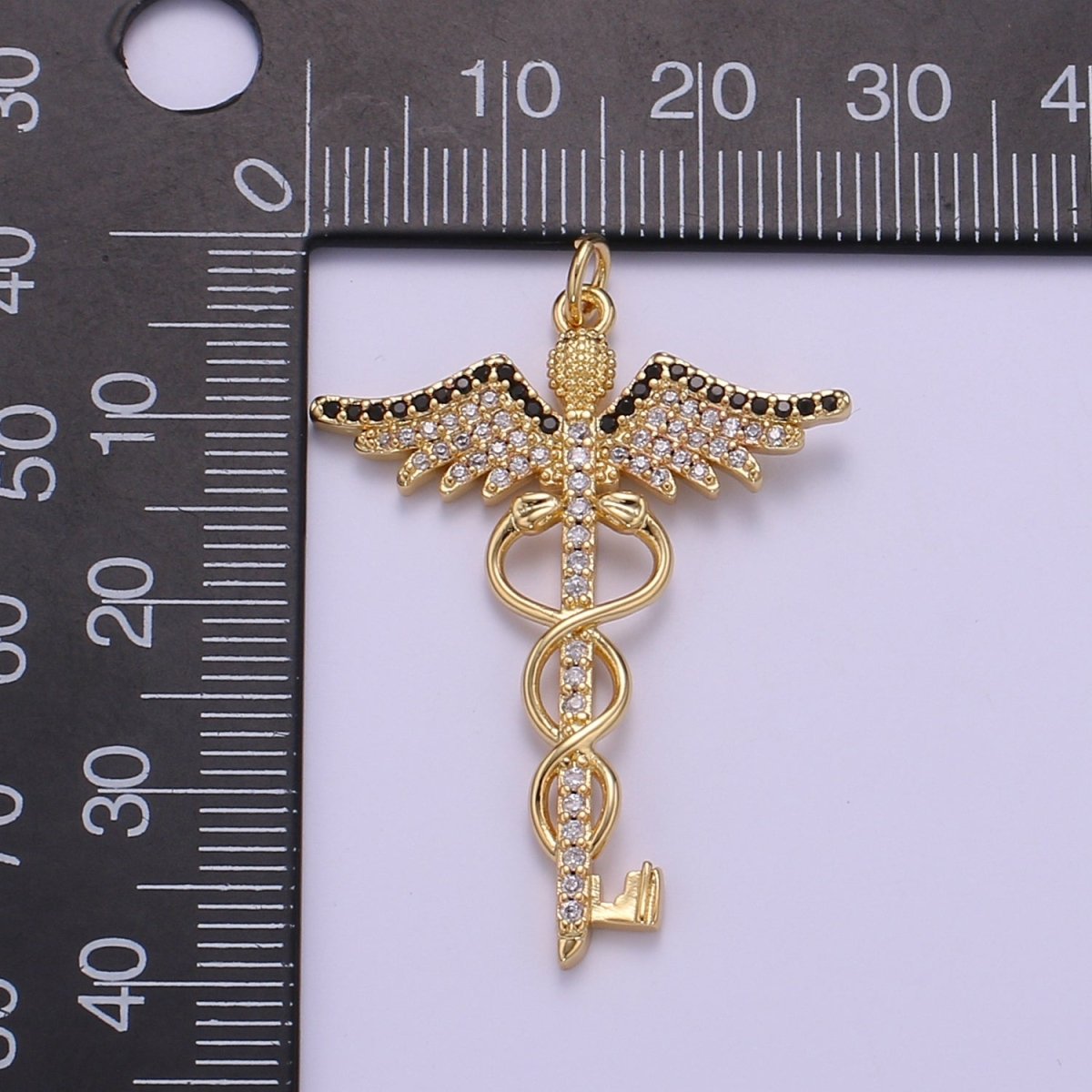 Gold Caduceus Pendant Charm Necklace Career Professional Medical Fashion Jewelry For Women Gifts For Her E-817