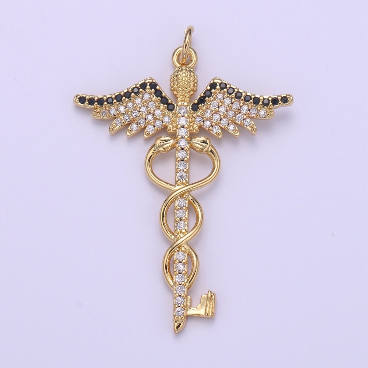 Gold Caduceus Pendant Charm Necklace Career Professional Medical Fashion Jewelry For Women Gifts For Her E-817