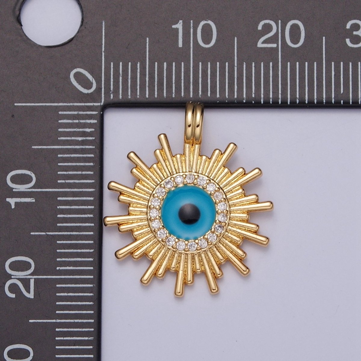 Gold Celestial Spiral Pendant, Enamel Micro Pave Evil Eye Pendant For Jewelry Making H-692